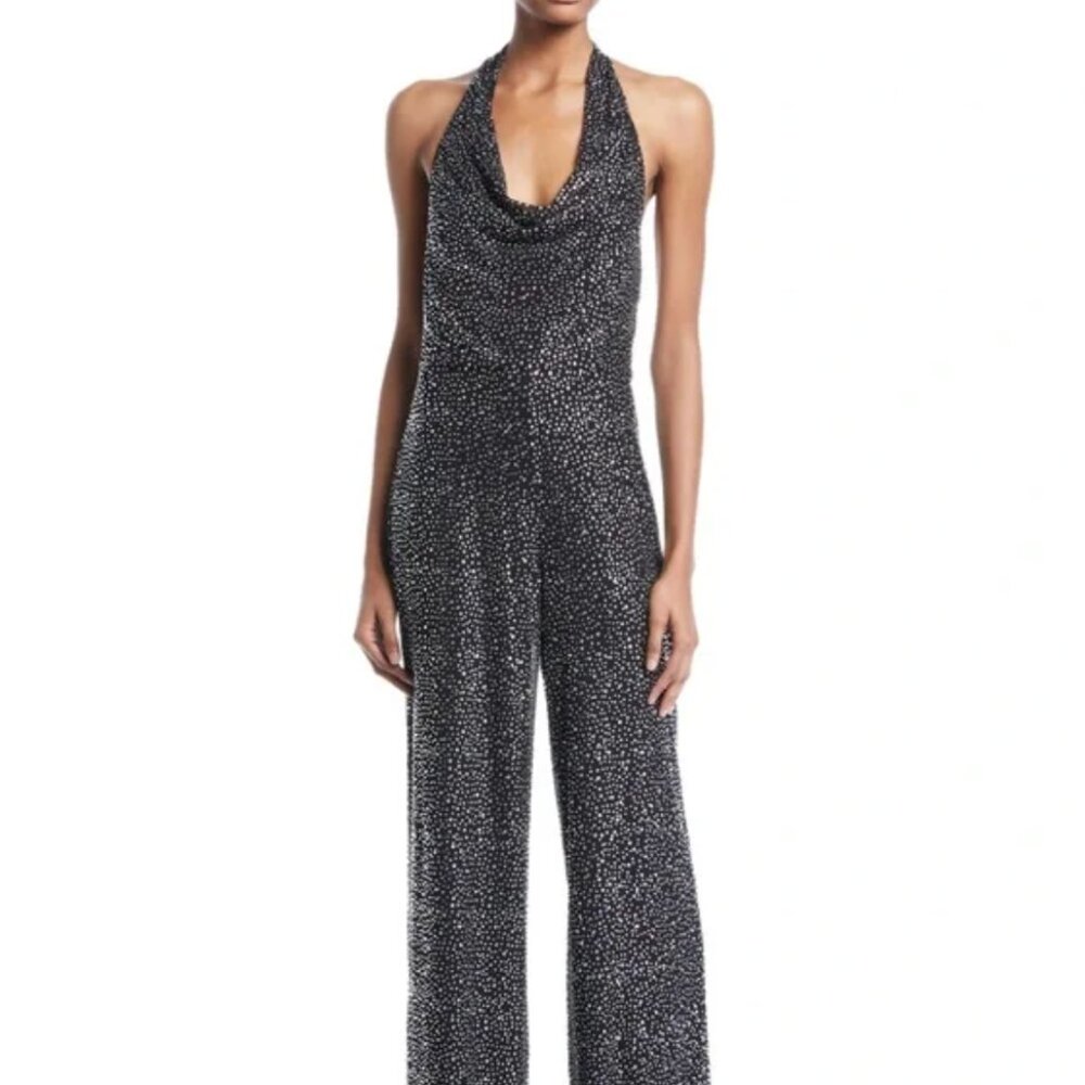 Alice & Olivia Salem Crystal-Embellished Crepe Halterneck